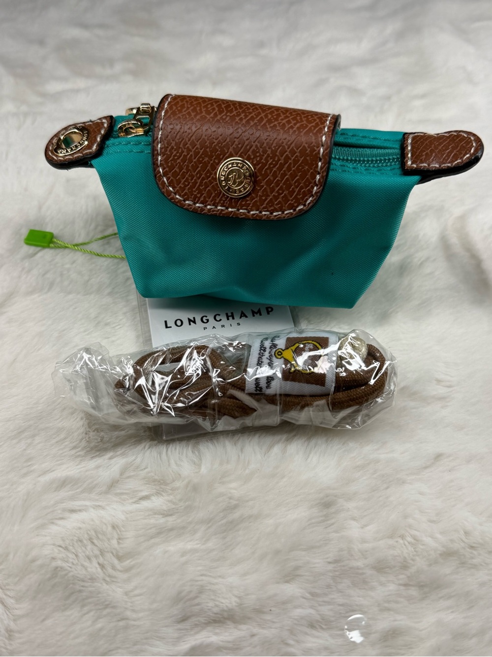 Keychain Pouch with Brown Leather Trim